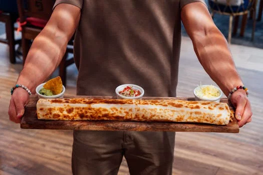 chicken burrito mexican rice fresh vegetables