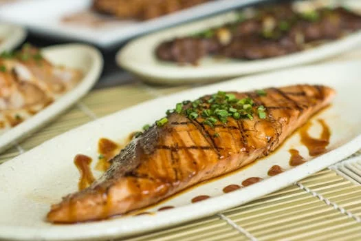 fresh grilled salmon with herbs